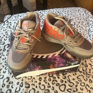 Puma Gray and Neon Orange Athletic Shoes